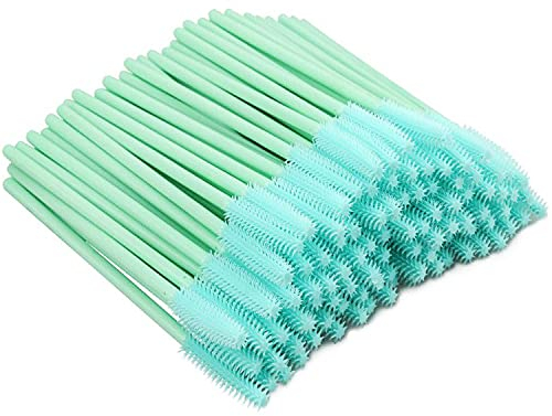 G2PLUS 100 Stk Silikon Wimpernbürste - Einweg Mascara Zauberstäbe - Mintgrün Mascara Augen Make Up Tools