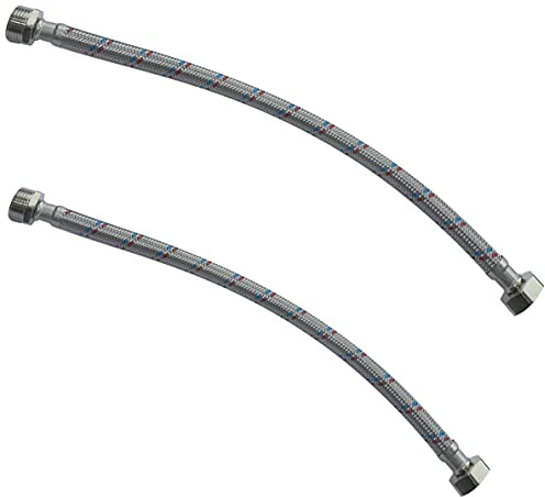 AERZETIX - C51073 - Satz von 2 Schlauchleitungen - 400mm 1/2'' männlich - weiblich - flexibler anschlussschlauch - flexibler verbindungsschlauch für wasserhähne mischbatterie badezimmer küche heizung
