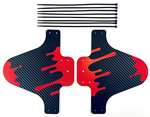 2X Stück Set Vorne + Hinten Mud Guard Fahrrad Spritzschutz Kotflügel Flexibles Schutzblech Schützt vor Schlamm und Schmutz Farbe: (SCHWARZ & ROT)