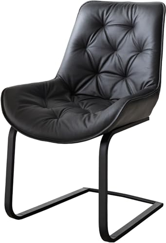 DELIFE Schwingstuhl Taimi-Flex Freischwinger flach Schwarz Echt-Leder Schwarz