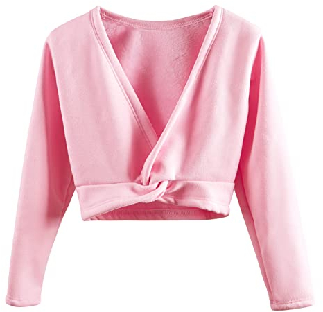 Body a maniche lunghe per danza e ginnastica, con interno in velluto, rosa, 2-4 Anni