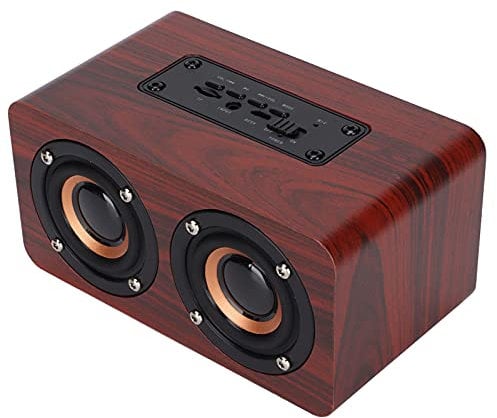 Wooden Retro Bluetooth Speaker, Wireless BT 4.0 Stereo Speaker with 3.5mm AUX Input, USB, TF card Slot, FM Radio, Computer Subwoofer Home Audio Speaker for PC Laptop Tablet Phone(Reddish Brown)