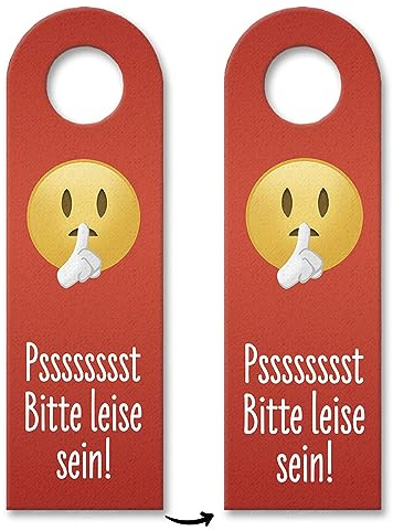 Pssst Bitte leise sein Emoticon mit Zeigefinger vor dem Mund Türhänger als lustige Alternative zu herkömmlichen Türschildern um deinen Gästen ein Lächeln ins Gesicht zu zaubern