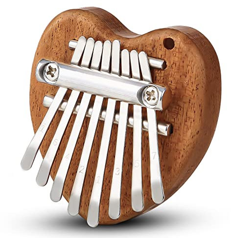 Mini Kalimba Thumb Piano 8 Keys,Portable Solid Wood Mbira Finger Piano for Kids and Adults,Pocket Musical Gifts for Beginners w/Chain