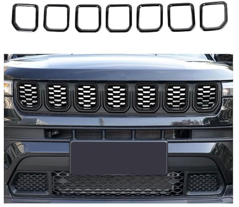 Carwiner Inserti per griglia anteriore per Jeep Compass 2022 2023 Kit di finiture per telaio (nero)