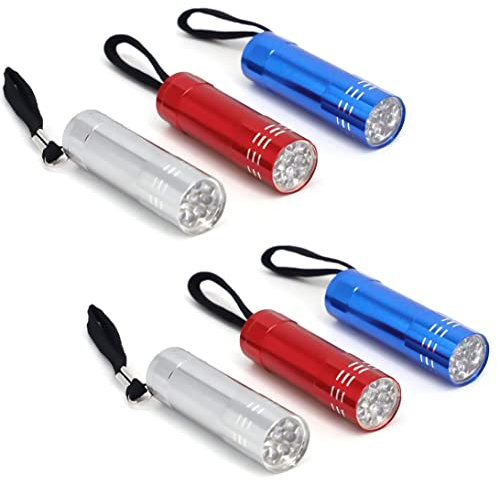 D.A.Y. Republic 6 Pack LED Flashlight Mini Torch, 80mm Small Torch, Colourful, Ideal for Camping, Hiking, Outdoor Parties, Lightweight, Keep for Emergencies and Power Cuts