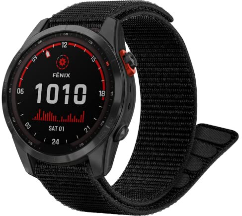 Hook and Loop Strap for Fenix 7S/ Fenix 6S/Fenix 5S,20mm Adjustable Braided Nylon Wristband Bracelet for Fenix 8 43 mm/Fenix 7S Solar/ Fenix 6S Pro/Fenix 5S Plus/Descent MK 2S / Instinct 2S (black)