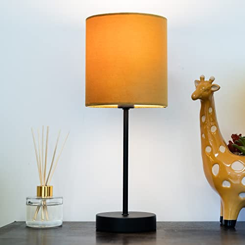 Hove Metal Table Lamp with Velvet Ochre Shade