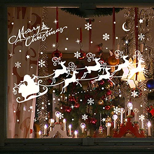 Fensterbilder Weihnachten Selbstklebend Weihnachten Motiv Fensterbild Wiederverwendbar Weihnachtsfensterbilder Fenstersticker Fensteraufkleber Fensterfolie Winter Fenster Deko (white, 30X43cm)