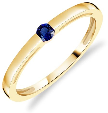 Planetys Damen-Solitärring aus Gelbgold 375/1000 mit natürlichem Saphir