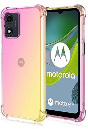 Topme Custodia per Telefono per Motorola Moto E13 (6.5 Inches), Cover per Cellulare con Gradiente di Colore Trasparente in Morbido Silicone TPU - Oro Rosa