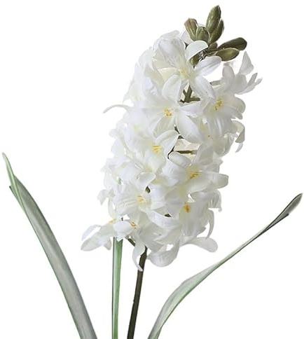 HXSCOO 3D-künstliche Blumen-Feeling-Hyazinthe-Einzelzweig mit Blatt-Topf-Grünpflanzen-gefälschter Blumenhauptdekoration-Großhandelsfoto-Requisiten (Color : Weiß)