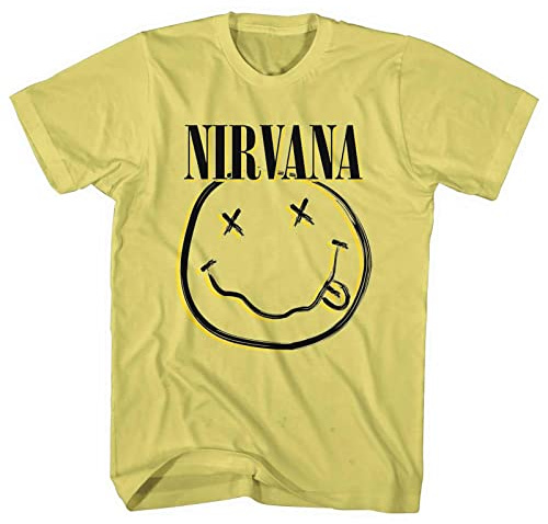 Nirvana - Unisex Adult Smiling T-Shirt (3XL) (Yellow), lemon tree