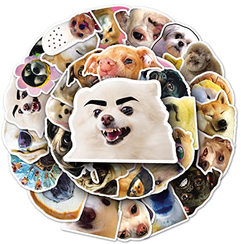Meme Dog Aufkleber für Laptop (50 PCS),Geschenk für Kinder Jugendliche Erwachsene Jungen,Hunde Stickers Wasserdicht Vinyl Aufkleber für Scrapbook,Skateboard,Auto,Gepäck