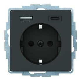 BERKER Steckdose SCHUKO/USB A-C Q1/Q3 anth.samt 48046086