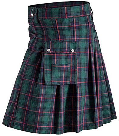 Yolimok Faldas Escocesas Tartán para Hombres Retro Faldas de Bolsillo Kilt Moda Gótica Ropa Falda Plisada Disfraz Faldas de tartán para Hombre Falda Escocesa Kilt Ropa Escocesa Hombres Falda