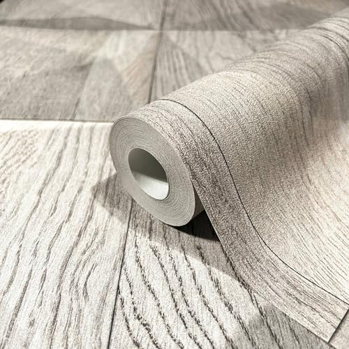 marburg Tapete Grau Beige Holzoptik Natur GZSZ für Wohnzimmer oder Schlafzimmer Made in Germany 10,05 x 0,53m