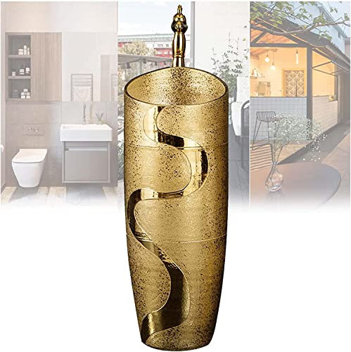 Lavabo de Salle de Bain Art avec Socle Complet, lavabo sur Pied Lavabo en céramique fabriqué à la Main Lavabo sur Pied Lavabo de Salle de Bain en céramique