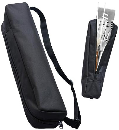 QKDS Borsa portaoggetti per barbecue, in tessuto Oxford, borsa per il trasporto, impermeabile, per utensili da griglia, per campeggio, picnic, barbecue (dimensioni: 57 x 10 x 10 cm)