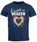 MoonWorks® Herren T-Shirt Fasching Karneval Konfetti im Herzen Kostüm-Ersatz Verkleidung Faschingskostüme Männer Funshirt Variante 2 Navy L