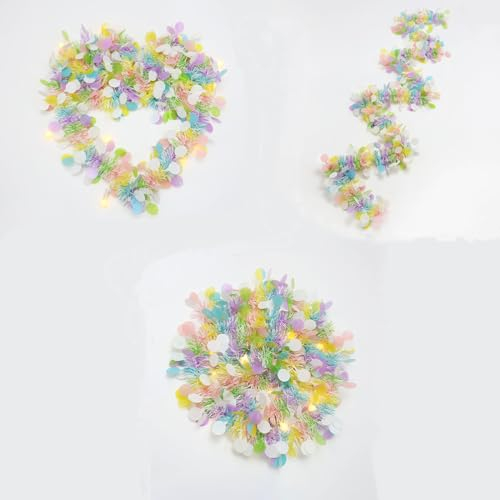 Ostern Lametta Girlanden,3 Stück Ostergirlande mit Fransen,Bunte Fransen-Girlanden,Künstliche Lametta Ostergirlande,Metallic-Glitzer-Girlanden,Frühlings-Lametta Girlande,für Urlaub,Tür (1Satz)