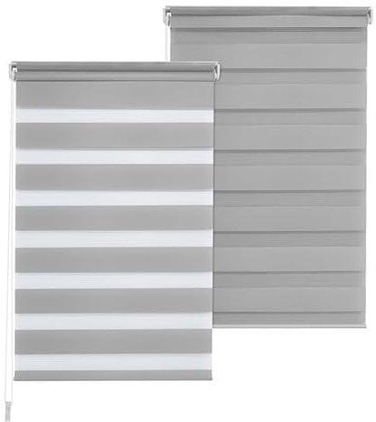 Doppelrollo DuoRollo Klemmfix ohne Bohren Seitenzug Fenster Rollo hellgrau B 50cm (46cm Stoffbreite) x H 150 cm