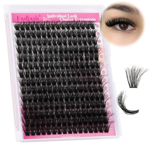 FADLASH Cluster Lashes Individual Lashes Large Tray 100D 0.07 D Curl Mix12-18mm Wispy Russian Lashes Cluster 3D Fluffy Individual Lash Extensions(100D-0.07-D, 12-18mm)
