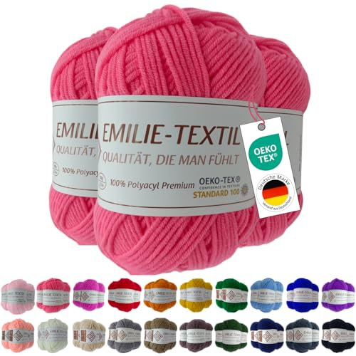 Emilie-Textil Premium Polyacryl-Garn 3X20 Farben OEKO-TEX zertifiziert für Babys/Allergiker, Garn zum häckeln und stricken (3, Coral)