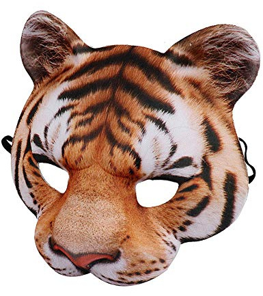 NLDGR Tiger-Maske, Tier-Halbgesichtsmaske, Realistische Tier-Katzenmasken für Halloween, Maskeraden, Party, Kostüm, Cosplay-Requisiten