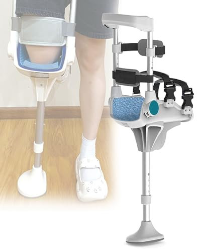 vanenferse Einbeiniger Teleskop-Gehwagen, Handfreier Kniekrücken Höhenverstellbarer rutschfeste Gehhilfen, Schmerzfreie Krücken-Knie-Walker Für Knöchelverstauchungen Und Wadenverletzungen