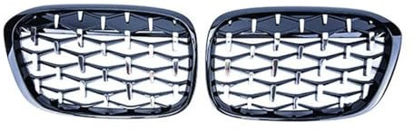 Für X1 F48 F49 2016 2017 2018 2019 Auto Diamant-Frontnierengrill Renngrill Meteor Style Grills Kühlergrills für die Front(Schwarz und Silber)