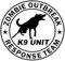 JIFENLI Autoaufkleber 19CM * 17,8CM Zombie Outbreak Response Team K9 Einheit Hund Hund Zombies Aufkleber Aufkleber Auto Aufkleber Zubehör Schwarz Splitter