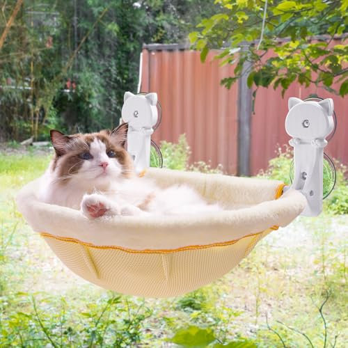 JUNSPOW Fensterbank für Katzen, faltbar und stabil, atmungsaktive Katzenfensterhängematte zum Übersehen, maximale Tragkraft bis zu 18 kg