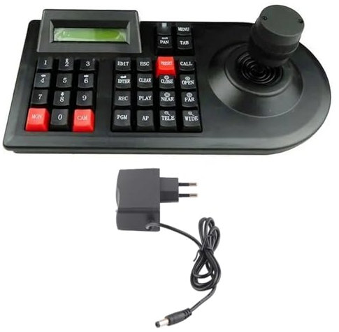 3D-PTZ-Kamera-Tastatur, Geringer Stromverbrauch, 3D-Joystick-Steuerung, LCD-Display, 3D-PTZ-Kamera-Tastatur (EU-Stecker 100–240 V)