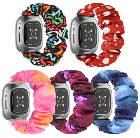 DKGKOO Bracelet de montre chouchou pour femme compatible avec Fitbit Versa 4/Versa 3/Sense/Sense 2, Small Size, Coton, Pas de gemme