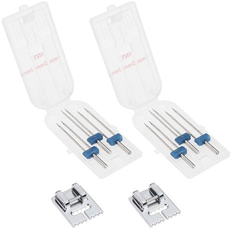 eMagTech 2 Lot Ensembles de Pieds Presseurs à Aiguilles pour Machine à Double étirement Compatible avec Brother Compatible avec JANOME Compatible avec Singer La Machine à Coudre