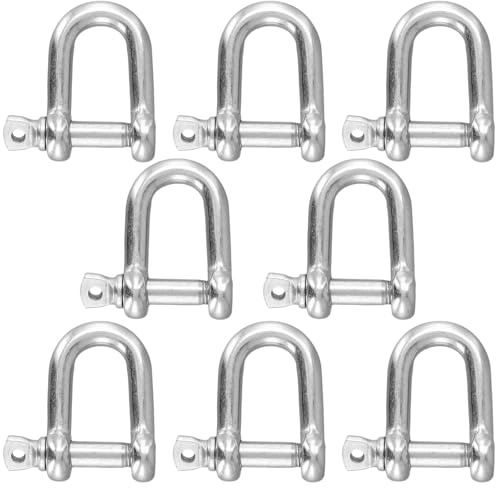 KOHAND 8 PCS M12 D Shackle, Stainless Steel D Shape Ring Heavy Duty Shackles for Rope Chain Link and Outdoor Indoor Application