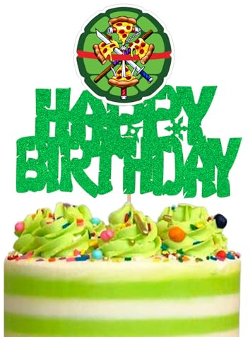 Turtle Cake Topper Anime Hero Cake Topper Happy Birthday Turtle Weapon Decorations for Birthday Party Decorations Party Supplies