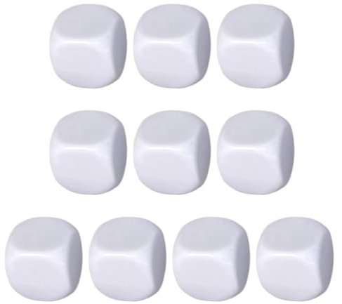 Leere Würfel – 10 x weiße Blöcke, Acryl-Würfel, weiße Acryl-Uniform-Würfel für Klassenzimmer, Brettspiele, Aufkleber, Mathematikzählen, Unterricht