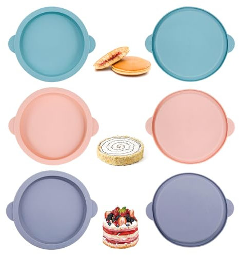 Mritrit 6 Pièces 10cm Moule à Pain Petit, Moules en Silicone Cuisson Rond, Moule à Pâtisserie Airfryer, Moule à Gâteaux pour Pain Grillé Gâteau