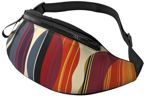 Mid Century Gürteltasche für Damen und Herren, modern, Retro-Design, mit verstellbarem Gurt, für Wandern, Laufen, Reisen, Radfahren, Schwarz , Einheitsgröße, Lässiger Tagesrucksack