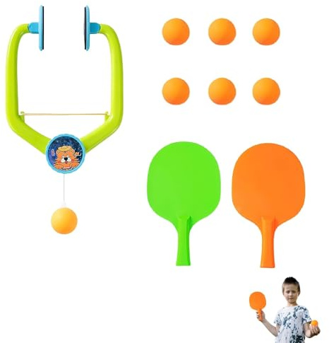 9PCS Table Tennis Bats and Balls, Doorframe Ping Pong Game Ping Pong Set | Adjustable Hanging Table Tennis Trainer, for Interactive Games and Exercise Hand-Eye Coordination Games