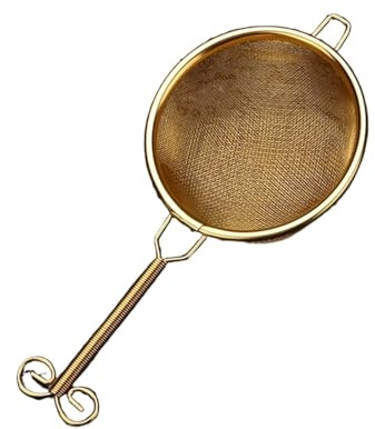 Double Deck Bar Cocktail Strainer 304 Stainless Steel Conical Cocktail Sieve Great for Removing Bits from Juice(Gold)