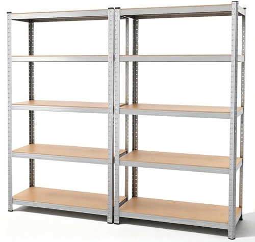 2 Uds Estanterías Almacenaje Pesadas,Carga de 875kg,Dimensiones 180x90x40cm | Armazón de Acero, Montaje Rápido, Diseño Ajustable, Apt para Garaje, Almacén y Trastero