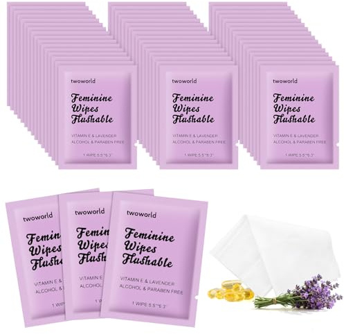 200 Feminine Wipes Individually Wrapped,Flushable Wipes Travel | Feminine Care Vaginal Wipes for Adult,Women,Girl and Homeless(Lavender)