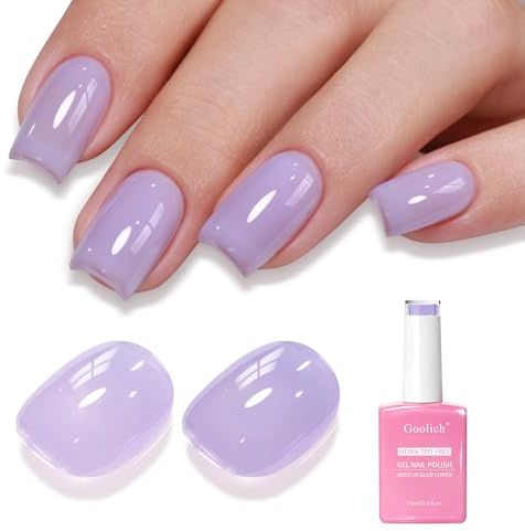 Goolich Smalto Semipermanente Unghie Viola Lilla Trasparente, 15 ML Senza HEMA e TPO Smalto Gel Viola Jelly Chiaro Immersione UV LED Design Unghie