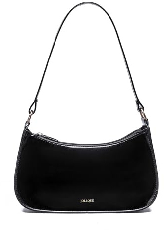 JOLLQUE Borsa a tracolla da donna, piccola borsa da braccio in pelle verniciata, mini pochette Y2k Jelly borsa a tracolla, nero, Small