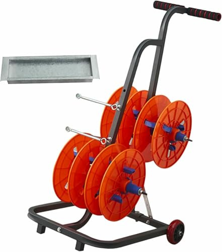 Wire Spool Rack with Wheels, Cable Dispenser Cart with Storage Tray for Industrial and Retail Electrical Use