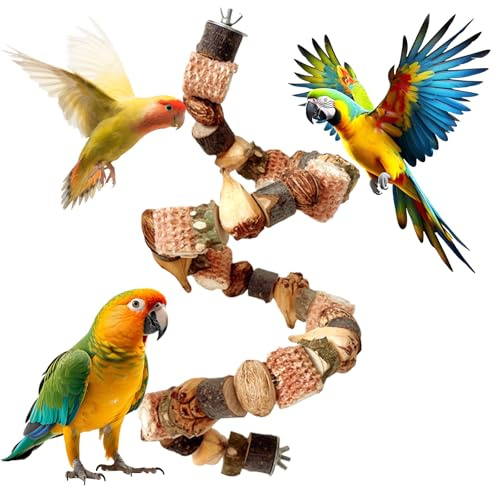 Sitzstangen für Vögel, 50cm Wellensittich Spielzeug für Käfig Sitzstangen, Vogelspielzeug Holz Natur, Vogel Zubehör für Nymphensittich und Papagei Formbare Drahtverstärkung