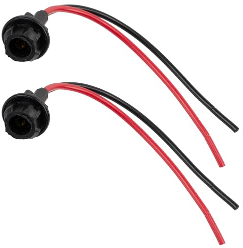 AERZETIX - 2er-Set Stecker/Buchsen für T10 W5W -vorverdrahtete fassungen für Automobil - rote und schwarze Kabel
